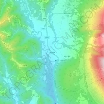 Topografische Karte Opatija, Höhe, Relief