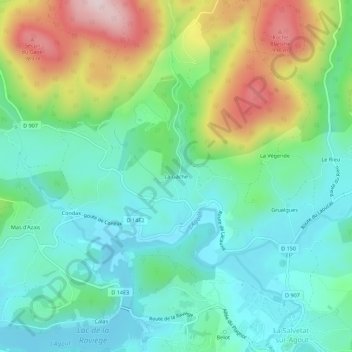 Topografische Karte La Gâche, Höhe, Relief