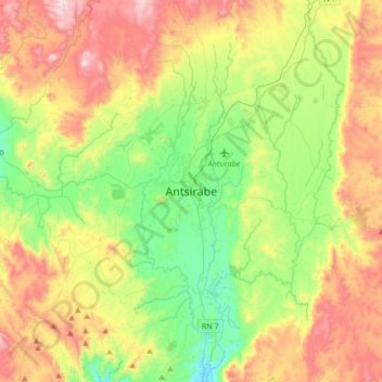 Topografische Karte Antsirabe, Höhe, Relief