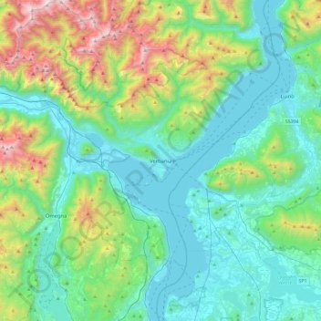 Topografische Karte Verbania, Höhe, Relief