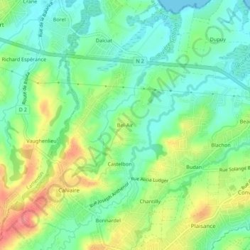 Topografische Karte Bel-Air, Höhe, Relief
