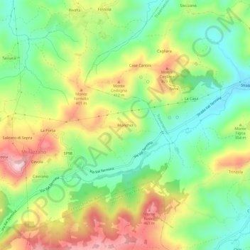 Topografische Karte Monchio, Höhe, Relief