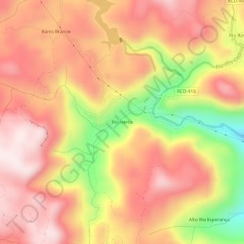 Topografische Karte Rio Herta, Höhe, Relief