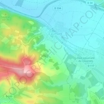 Topografische Karte Illous, Höhe, Relief