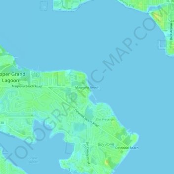 Topografische Karte Magnolia Beach, Höhe, Relief