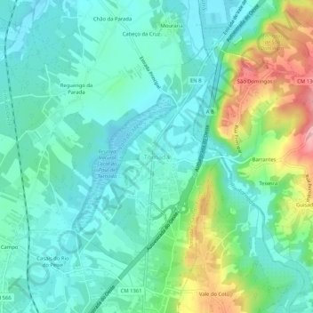 Topografische Karte Tornada, Höhe, Relief