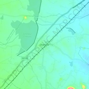 Topografische Karte Ghanpur, Höhe, Relief