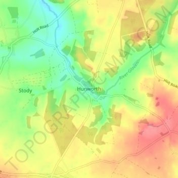 Topografische Karte Hunworth, Höhe, Relief