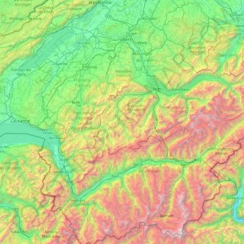 Topografische Karte Amtsbezirk Obersimmental, Höhe, Relief