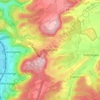 Topografische Karte Blascheid, Höhe, Relief