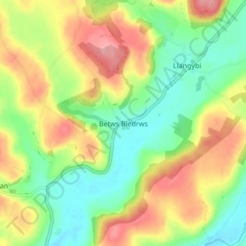 Topografische Karte Betws Bledrws, Höhe, Relief