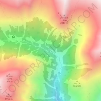 Topografische Karte Raggio, Höhe, Relief