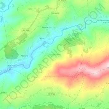 Topografische Karte Trancozelos, Höhe, Relief