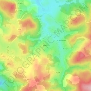 Topografische Karte Le Plessis, Höhe, Relief