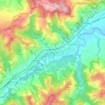 Topografische Karte Fognano, Höhe, Relief