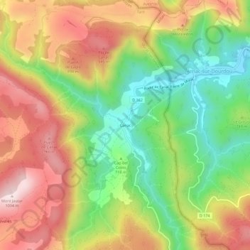 Topografische Karte Canac, Höhe, Relief