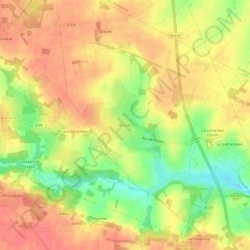 Topografische Karte Muzon, Höhe, Relief