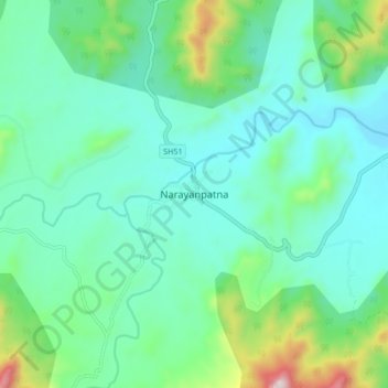 Topografische Karte Narayanpatna, Höhe, Relief