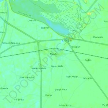 Topografische Karte Makhu, Höhe, Relief