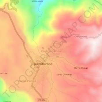 Topografische Karte Ccollccabamba, Höhe, Relief
