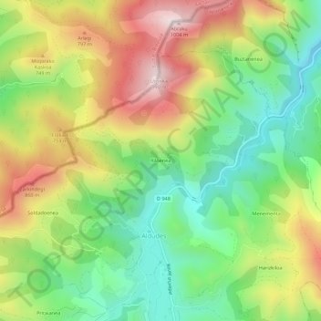 Topografische Karte Xiloenea, Höhe, Relief
