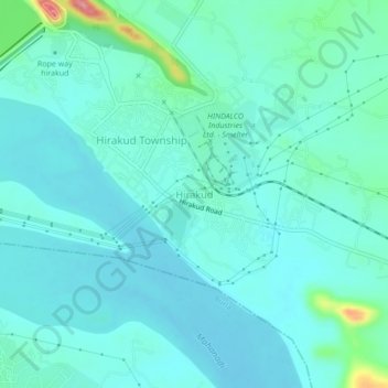 Topografische Karte Hirakud, Höhe, Relief