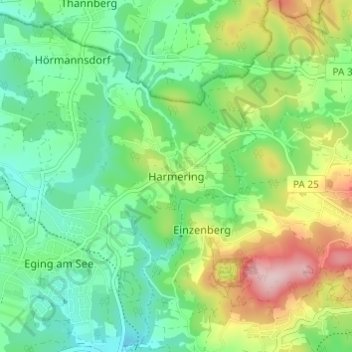 Topografische Karte Harmering, Höhe, Relief