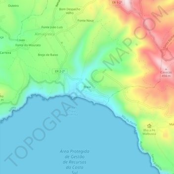 Topografische Karte Praia, Höhe, Relief