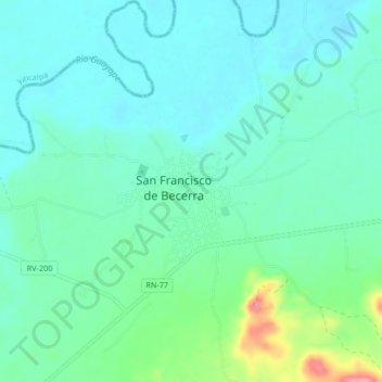 Topografische Karte San Francisco de Becerra, Höhe, Relief