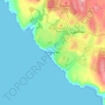 Topografische Karte Portpatrick, Höhe, Relief