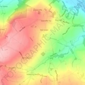 Topografische Karte High Birstwith, Höhe, Relief