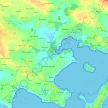 Topografische Karte Pont Neuf, Höhe, Relief