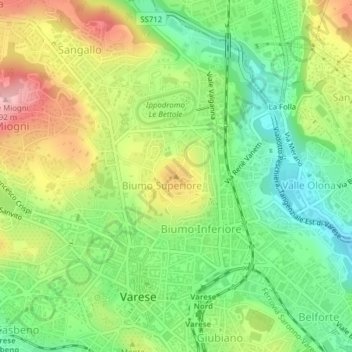 Topografische Karte Colle di Biumo, Höhe, Relief