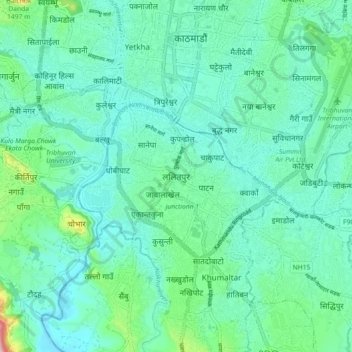 Topografische Karte Lalitpur, Höhe, Relief