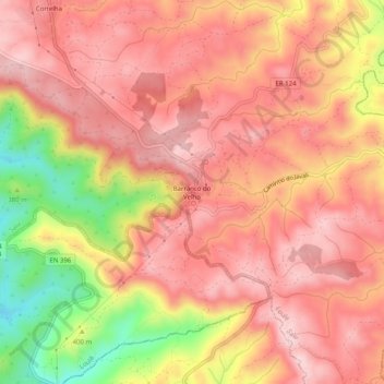 Topografische Karte Barranco do Velho, Höhe, Relief