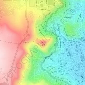 Topografische Karte Cerro Azoguine, Höhe, Relief