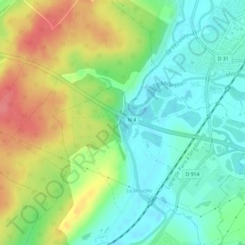 Topografische Karte Vers Saint-Anne, Höhe, Relief