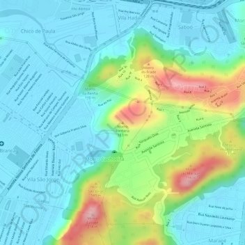 Topografische Karte Morro Fontana, Höhe, Relief