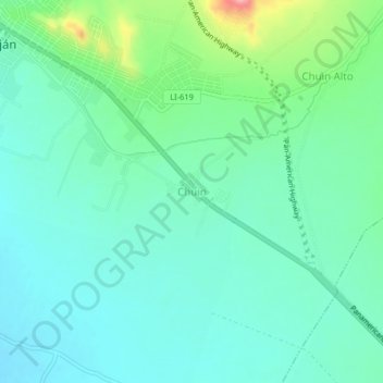 Topografische Karte Chuin, Höhe, Relief