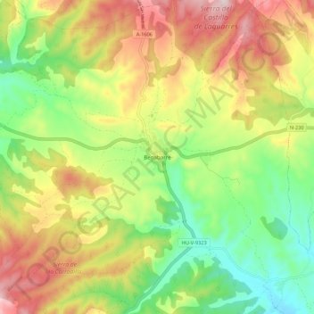 Topografische Karte Benabarre, Höhe, Relief