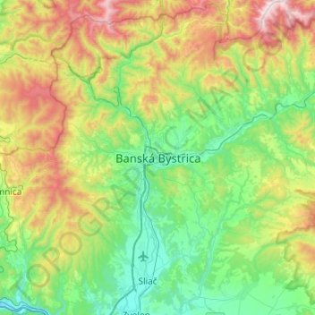 Topografische Karte Banská Bystrica, Höhe, Relief