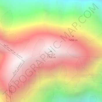 Topografische Karte Tirich Mir, Höhe, Relief