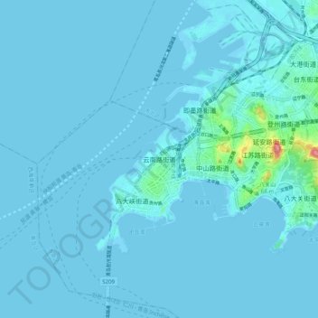 Topografische Karte 云南路街道, Höhe, Relief