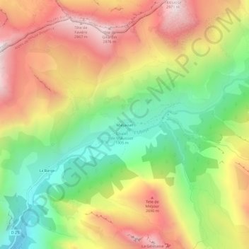 Topografische Karte Maljasset, Höhe, Relief