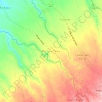 Topografische Karte Banaba Cerca, Höhe, Relief