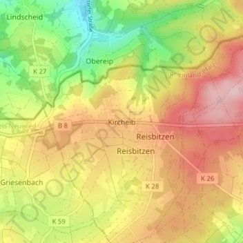 Topografische Karte Kircheib, Höhe, Relief