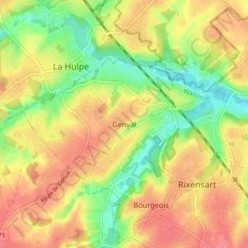 Topografische Karte Genval, Höhe, Relief
