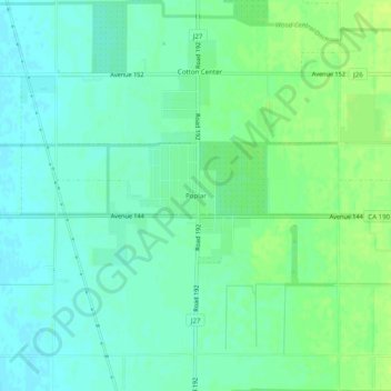 Topografische Karte Poplar, Höhe, Relief