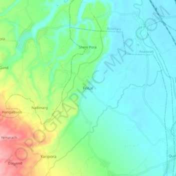 Topografische Karte Frisal, Höhe, Relief