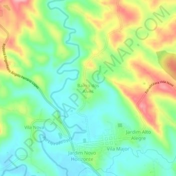 Topografische Karte Bairro dos Alves, Höhe, Relief